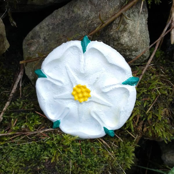 Cast Iron Yorkshire Rose Hanger, White Rose, 6th Iron Wedding Anniversary Gift