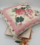 Cushion cover 16" cream floral,  hearts, pink satin boarder.  - Image 3