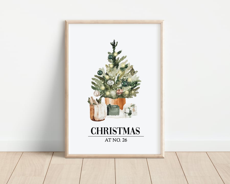 Personalised Christmas Tree Print Wall Art Home Decor Festive Gift