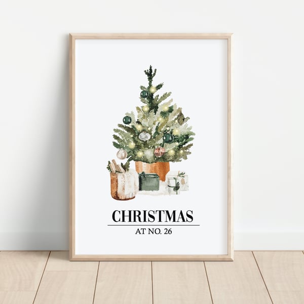 Personalised Christmas Tree Print Wall Art Home Decor Festive Gift