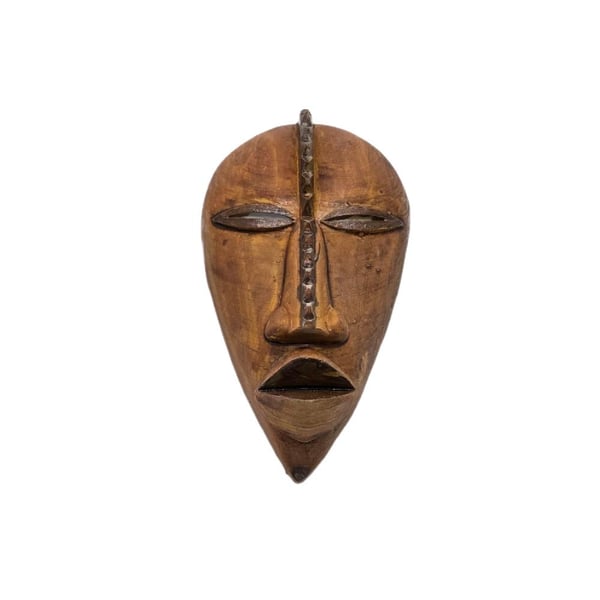 African Dan Mask fridgemagnet, triblal art decoration, and painted wood effect, 