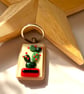 Flowering Cactus fused glass keyring   - Image 4