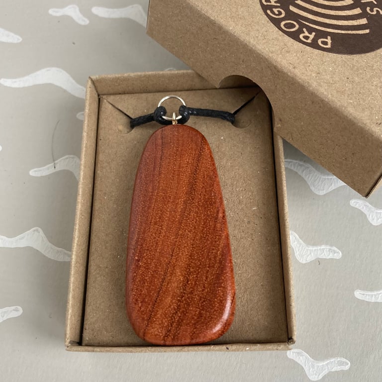 Iroko lozenge pendant necklace - I went from the off cut bin to jewellery