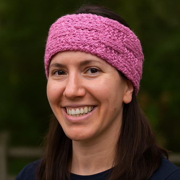 pink earwarmers handknitted headband