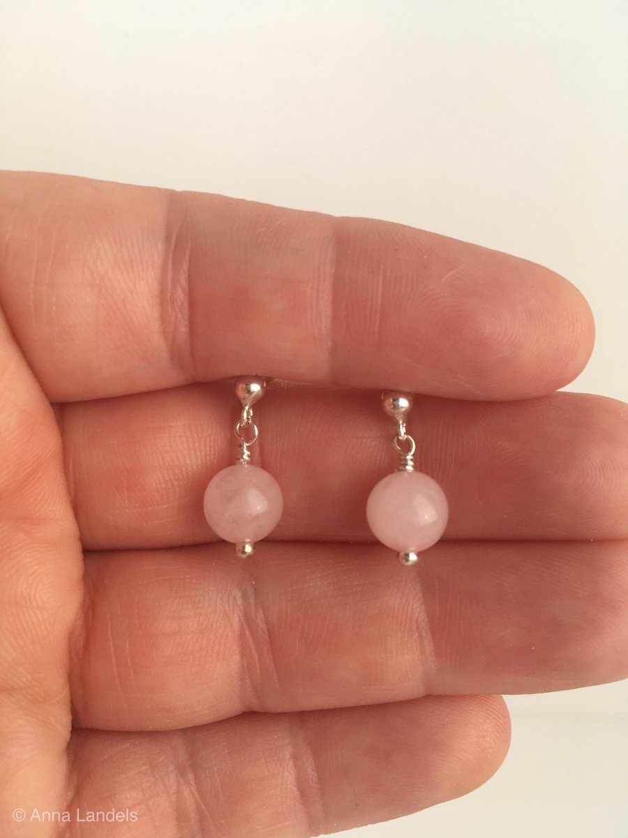 Rose quartz earrings.