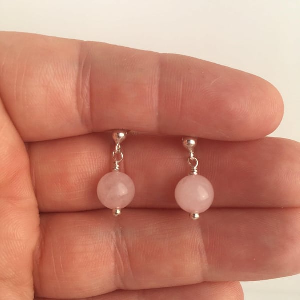 Rose quartz earrings.