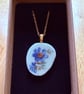 Upcycled bone china necklace blue floral