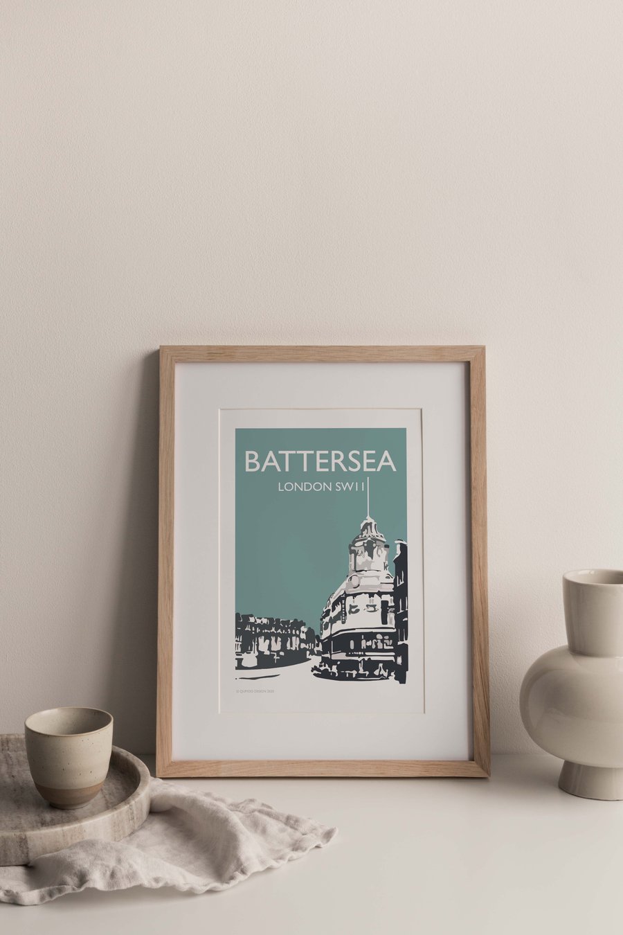 Battersea London TEAL Giclee Travel Print