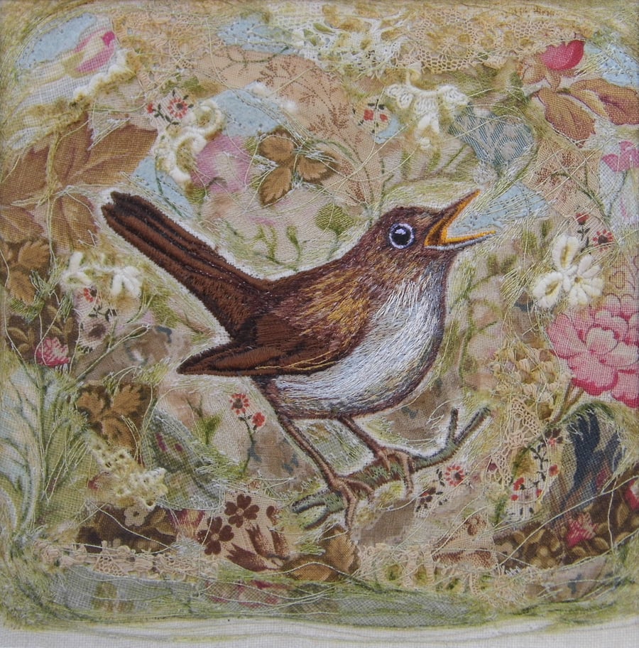 Nightingale - Original Embroidery Collage