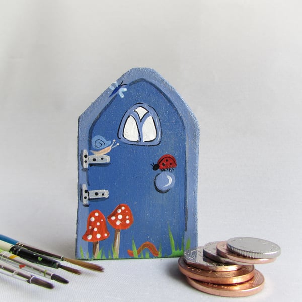 Fairy Door, Whimsical Small Door in Blue