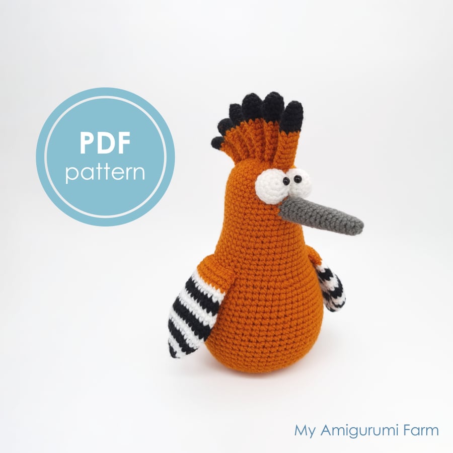 PATTERN: crochet hoopoe pattern - amigurumi hoopoe pattern - bird