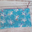 Unicorns and stars zip pouch