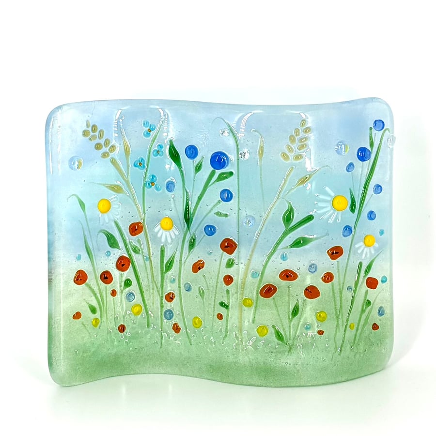 Curved Glass Panel - Wild Flowers