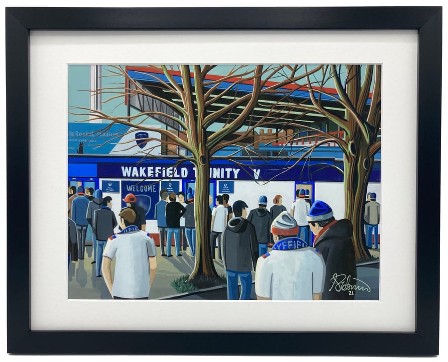 Wakefield Trinity, Belle Vue Stadium, High Quality Framed Rugby Art Print.