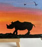 Original rhino paintings set of 2 wildlife sunset art with mini easels  - Image 4