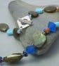 Labradorite statement necklace with glass beads & Czech glass beads - Image 2