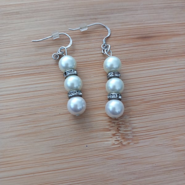 Pearl and silver earrings bridal wedding earrings for pierced ears