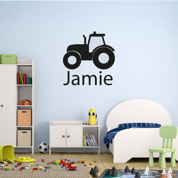 Personalised Name Children Tractor Tractor Wall Sticker Children Bedroom Wall