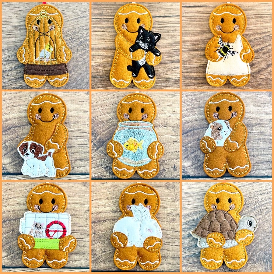 Gingerbread With Pets Hanging Decorations