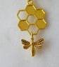 Bee and Honeycomb Pendant with gold plated Chain - Image 3