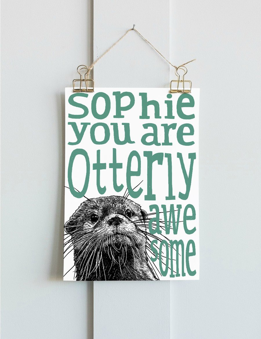 Personalised Otter Print A4
