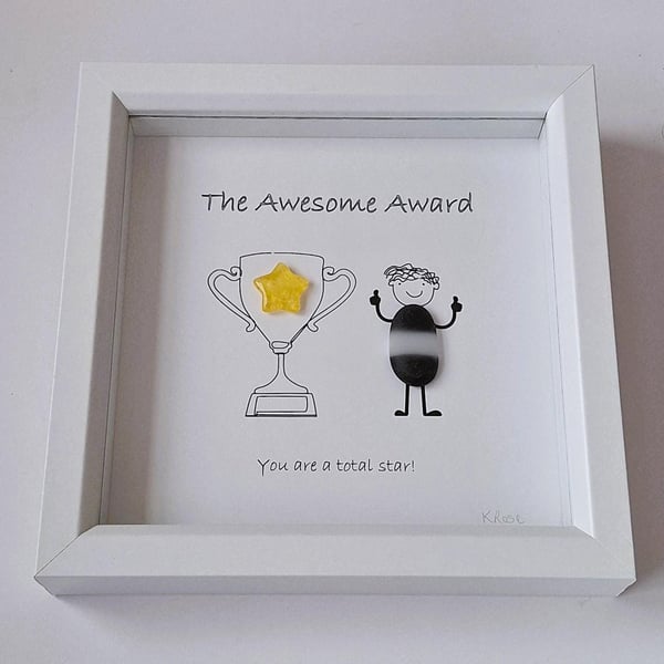 Star Trophy Award: Sea Glass & Stone Embellished Art