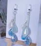 Blue and white teardrop earrings -  - 18k gold plate cubic zirconia earrings - Image 3