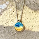 Beach Scene Pendant Unisex - Silver or 100% Leather Necklace