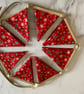 Handmade Mini Christmas Star Bunting - Red, Gold & Green Fabric Garland (2 Metre - Image 2