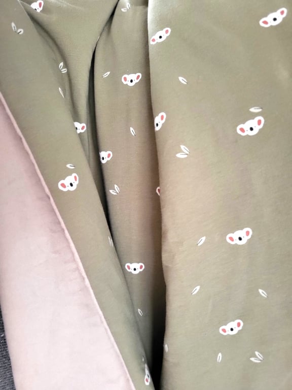 Handcrafted Pistachio Koala Baby Quilt - Cotton Jersey & Flannel