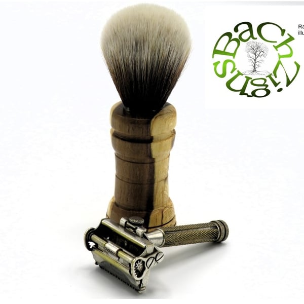 Handcrafted Shaving Brush in Spalted Beech and Black Walnut wood (SKU-SB13)