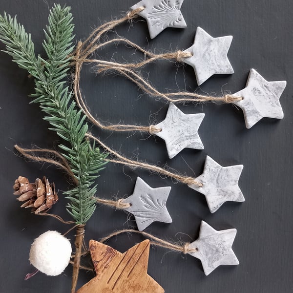 Clay Gift Tags - Marbled Stars (set of 7)