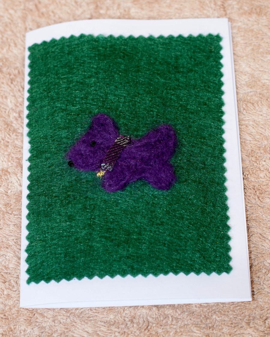 Little dog textile card.