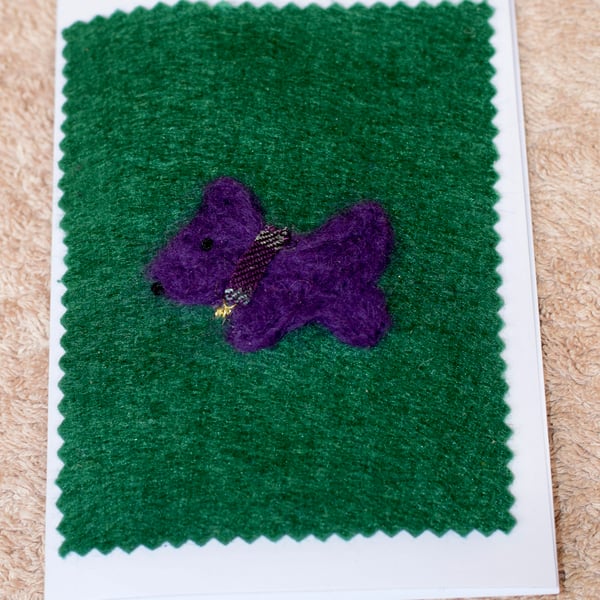 Little dog textile card.