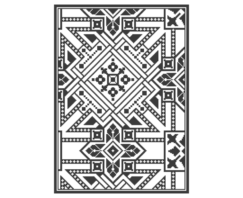 267B - Christopher Dresser Stained Glass Window Cross Stitch Pattern MONO