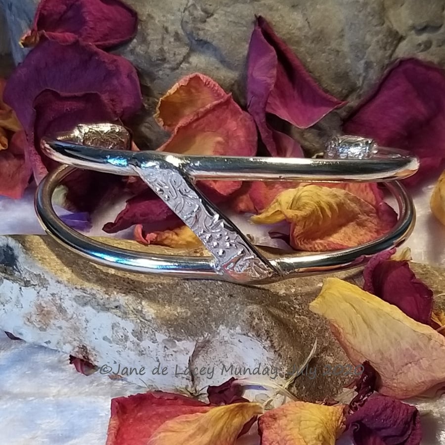 Fine Silver Solid Double Band Bangle (ON SALE - HALF PRICE!)