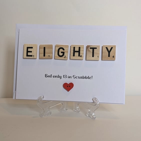 80th Birthday scrabble  greetings card