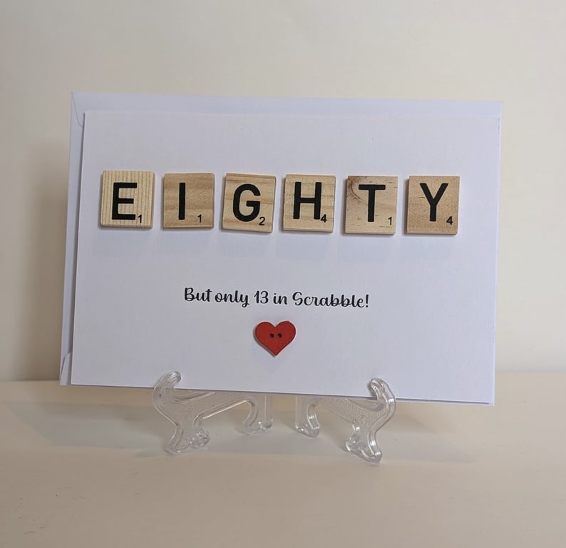 80th Birthday scrabble  greetings card