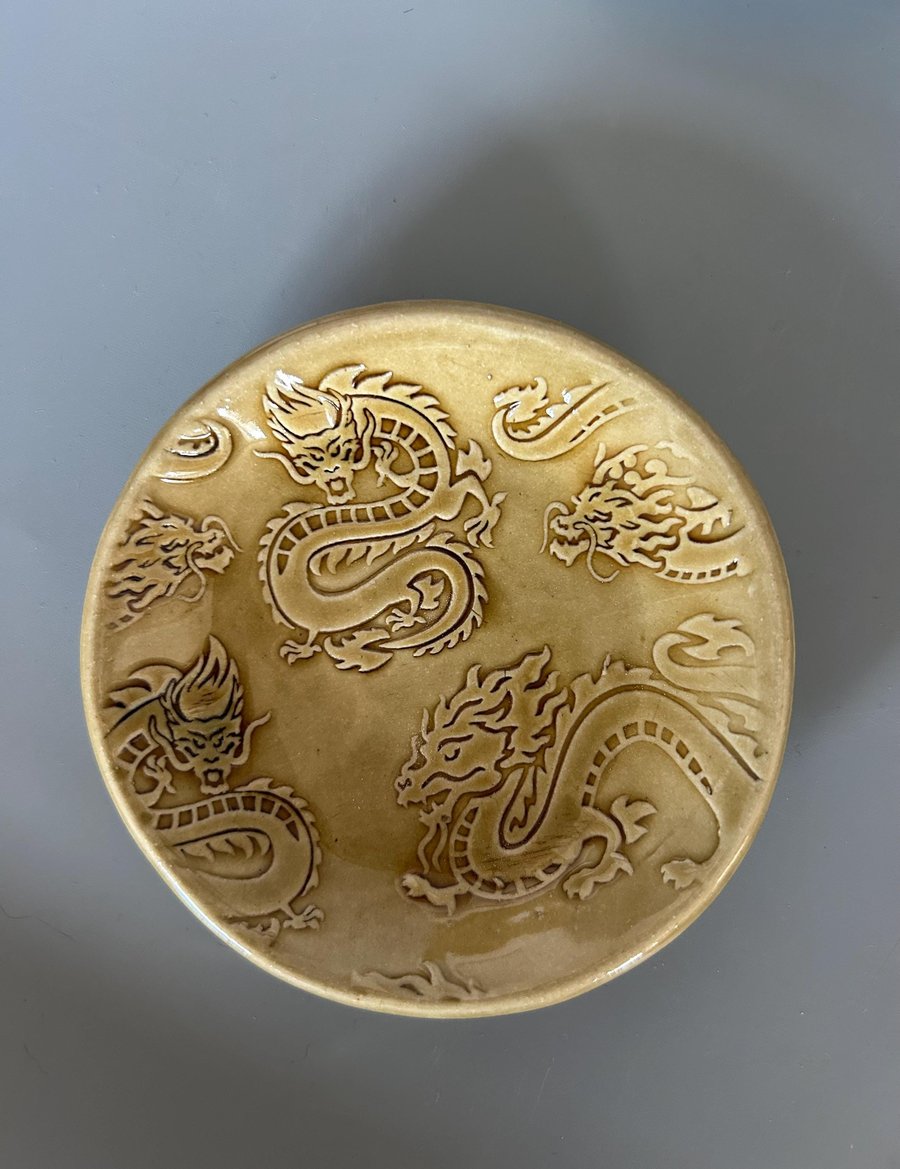 Handmade Ceramic Dragon Bowl: Pagan Altar Decor, Witch Gift, Wiccan Dish