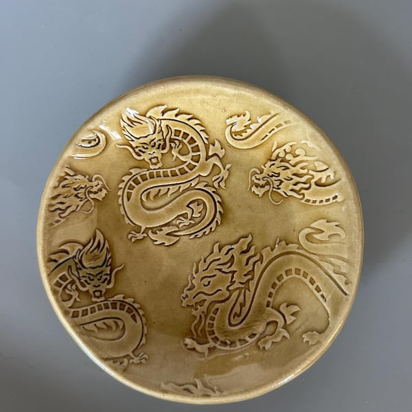 Handmade Ceramic Dragon Bowl: Pagan Altar Decor, Witch Gift, Wiccan Dish