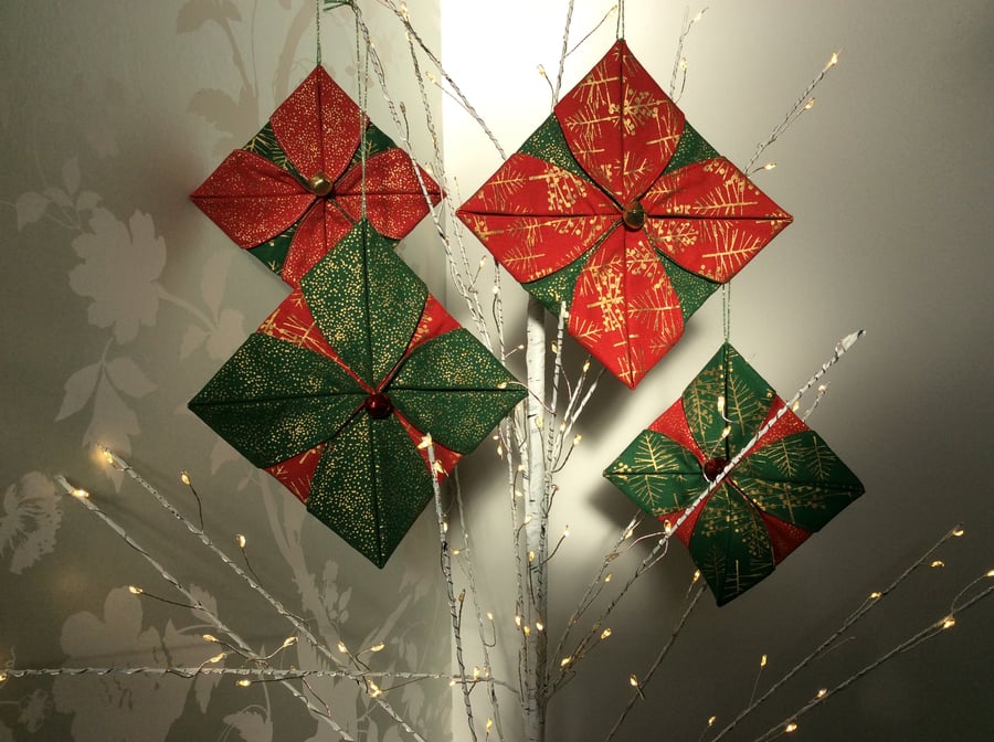 Sparkly Christmas fabric ornaments