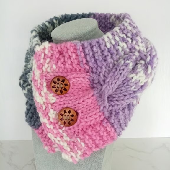 Merino Fair Isle Style Cable Knit Neck Warmer, Nordic Style Neck Warmer