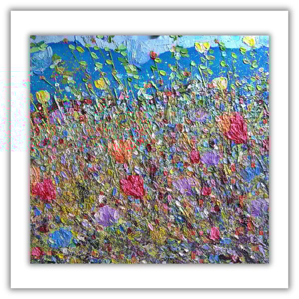 Framed oil painting - countryside - wildflowers - landscape - Scottish landscape