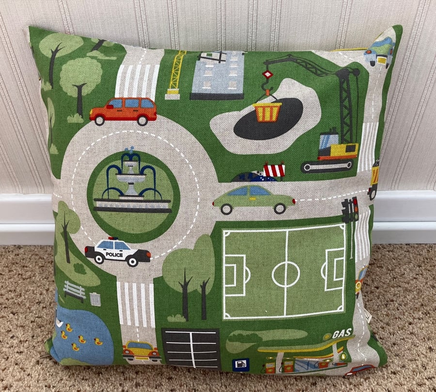 Road Map Cushion, Novelty Cushion, Handmade in the UK