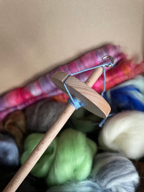 Drop Spindle Beginners Spinning Kit - cool shades