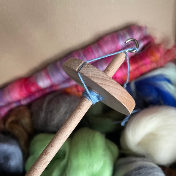 Drop Spindle Beginners Spinning Kit - cool shades