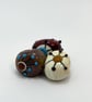 Handmade brown, ivory and turquoise patterned lamp work glass beads - Image 4