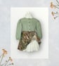 Elephant Print and Plain Dress with Elastic Waist and Puff Sleeves. 4-5yrs. G27 - Image 2