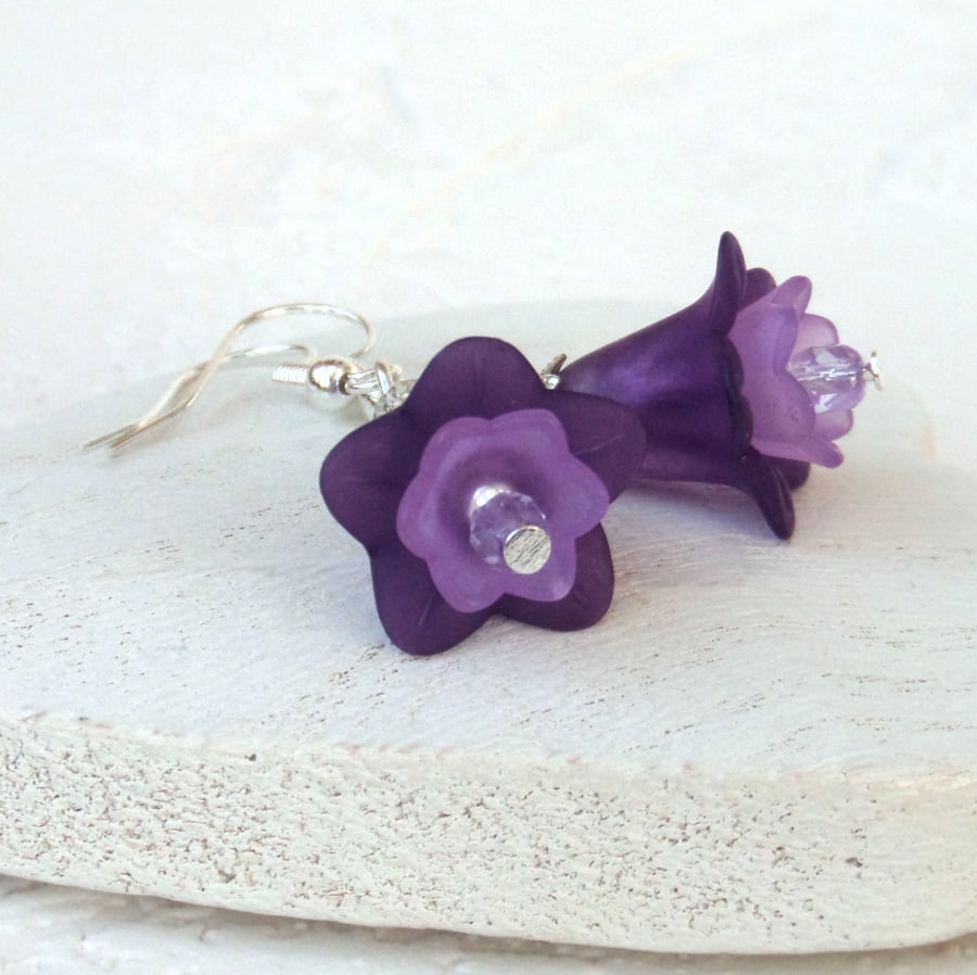 Purple & lilac flower earrings