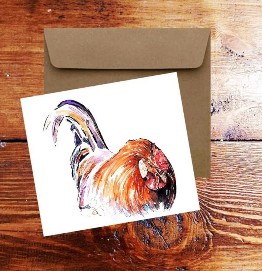 Stink Eye Chicken GreetingNote Card.Chickens card,Chickens greeting card,Hens gr